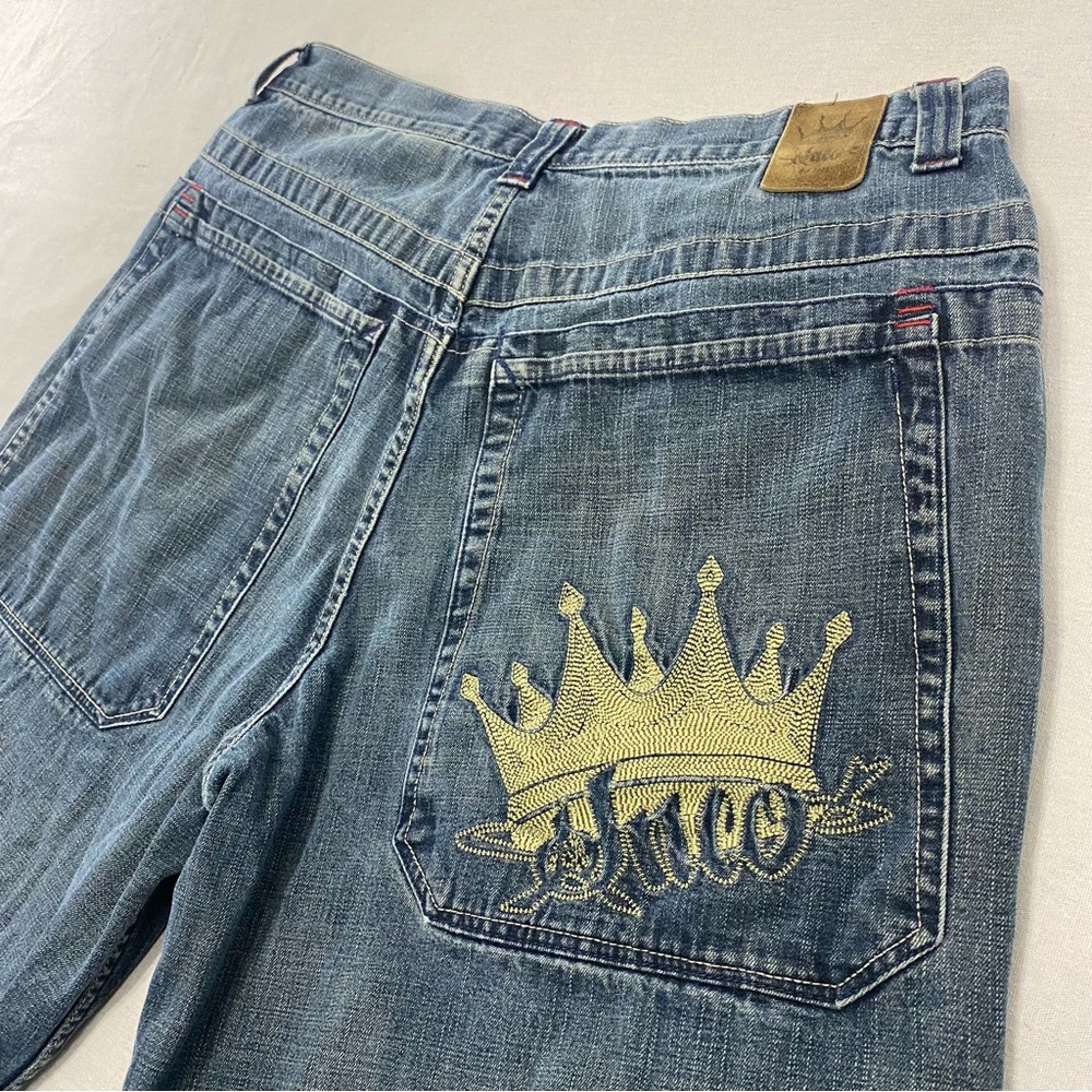 Vintage JNCO Jeans Shorts Mens 36 Blue Denim Baggy Crown Y2K Skater Grunge Jorts